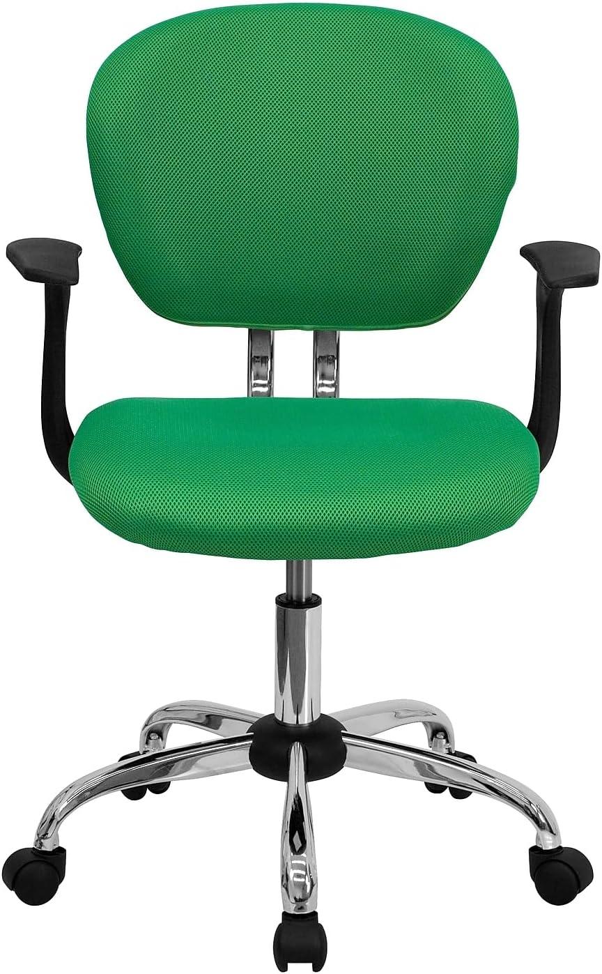 image:imageFlash Furniture Beverly MidBack Coffee Brown Mesh Padded Swivel Task Office Chair with Chrome Base and ArmsBright Green