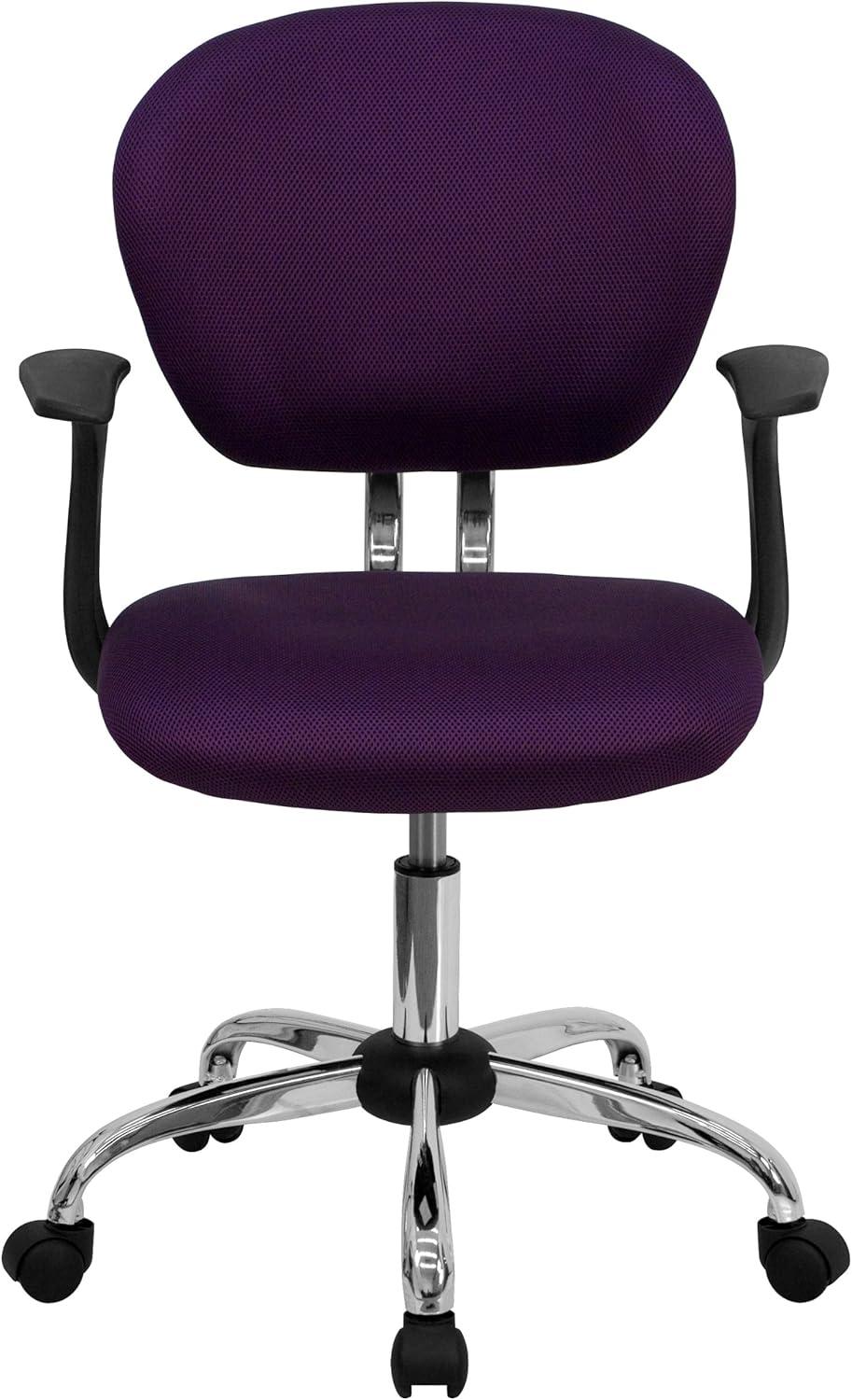 image:imageFlash Furniture Beverly MidBack Coffee Brown Mesh Padded Swivel Task Office Chair with Chrome Base and ArmsPurple