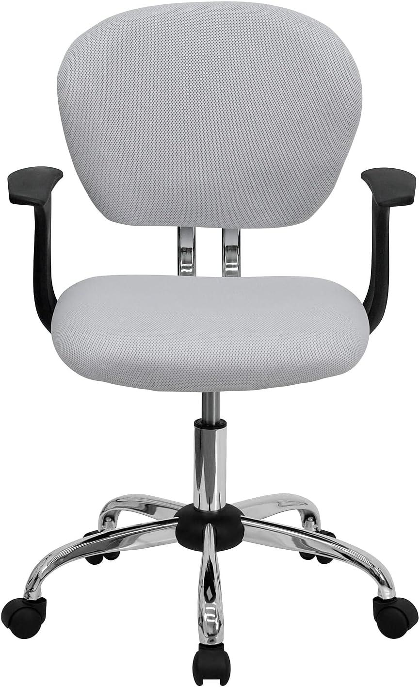 image:imageFlash Furniture Beverly MidBack Coffee Brown Mesh Padded Swivel Task Office Chair with Chrome Base and ArmsWhite