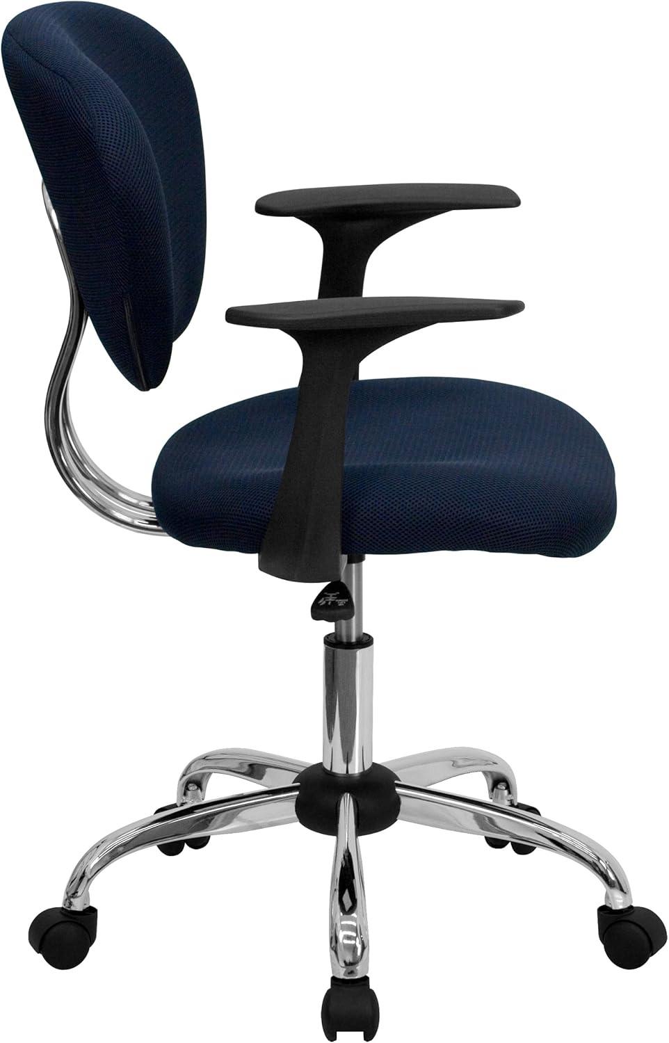 image:imageFlash Furniture Beverly MidBack Navy Mesh Padded Swivel Task Office Chair with Chrome Base and Arms