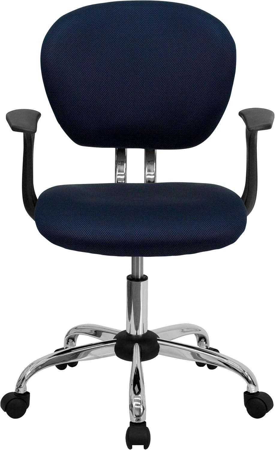 image:imageFlash Furniture Beverly MidBack Navy Mesh Padded Swivel Task Office Chair with Chrome Base and Arms
