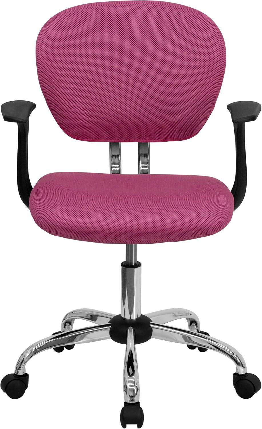 image:imageFlash Furniture Beverly MidBack Pink Mesh Padded Swivel Task Office Chair with Chrome Base and Arms