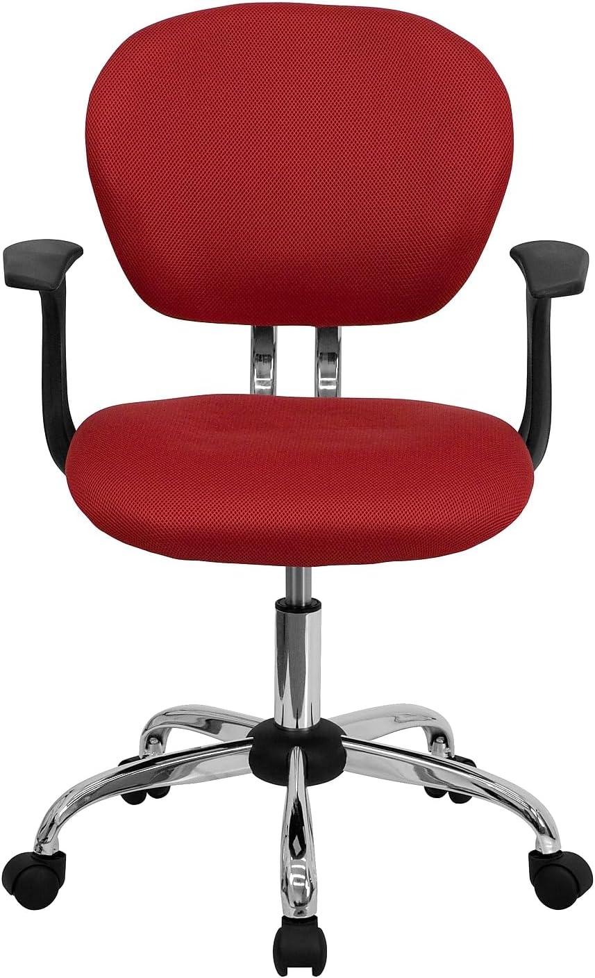 image:imageFlash Furniture Beverly MidBack Red Mesh Padded Swivel Task Office Chair with Chrome Base and Arms