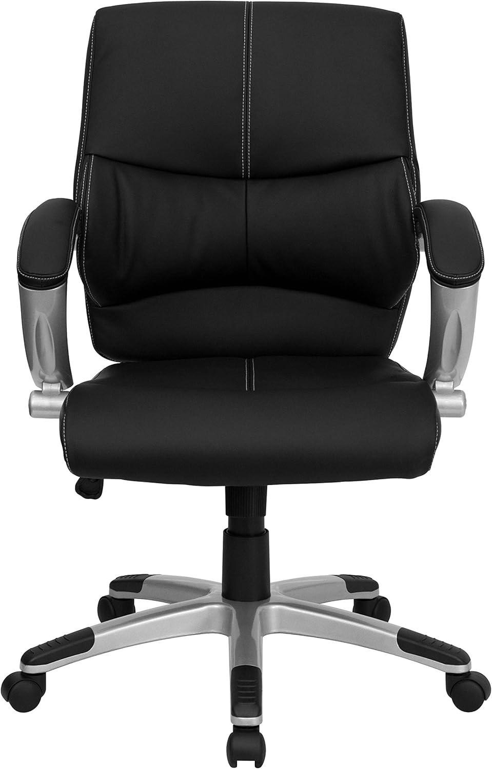 image:imageFlash Furniture Bodie MidBack Black LeatherSoft Contemporary Swivel Managers Office Chair with Arms