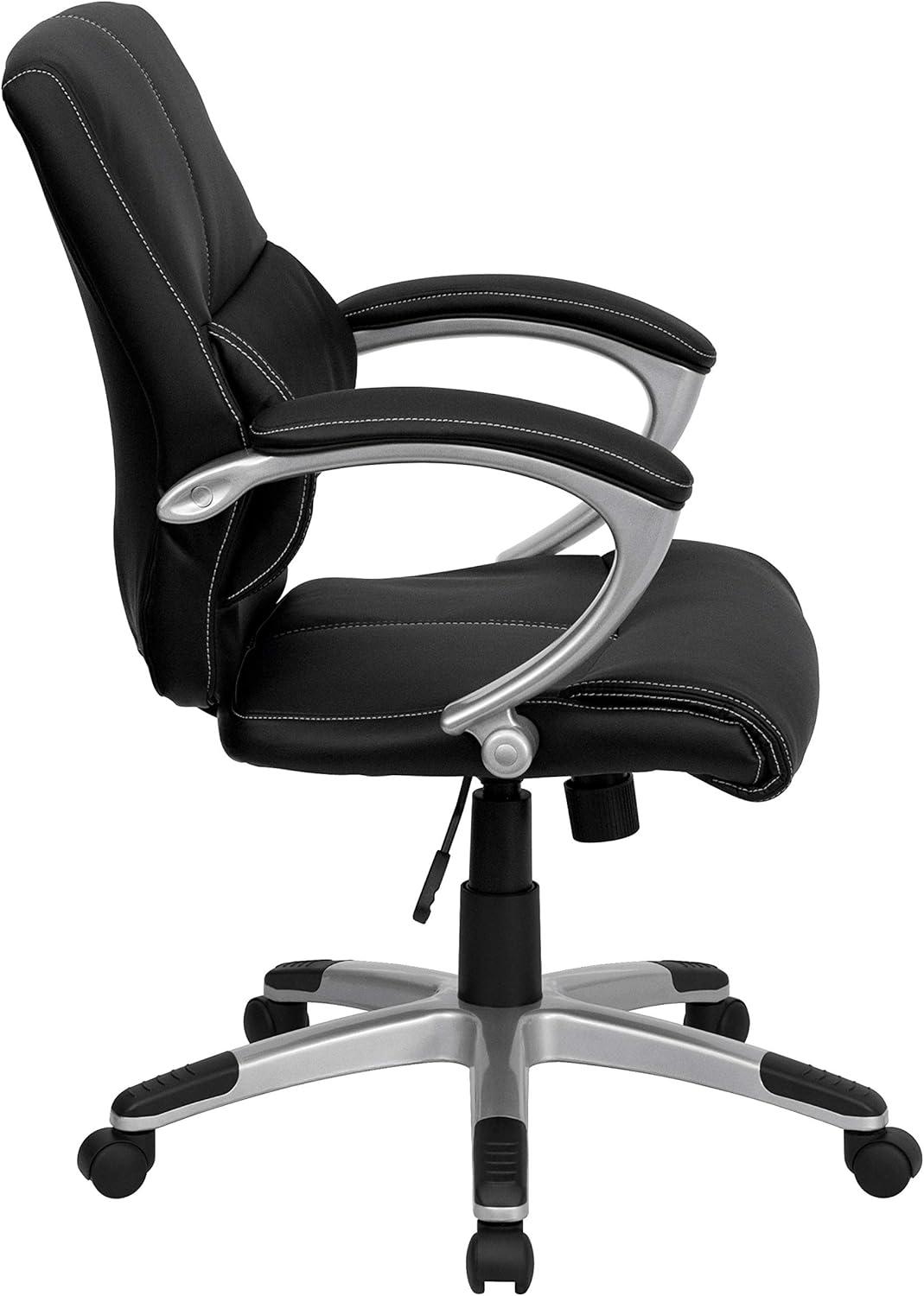 image:imageFlash Furniture Bodie MidBack Black LeatherSoft Contemporary Swivel Managers Office Chair with Arms