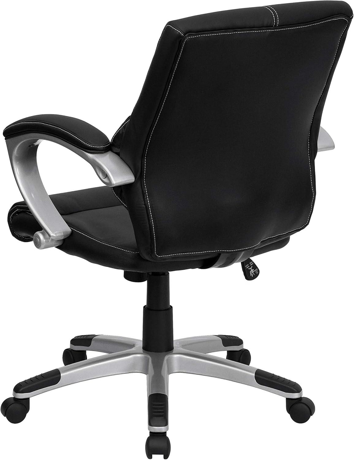 image:imageFlash Furniture Bodie MidBack Black LeatherSoft Contemporary Swivel Managers Office Chair with Arms