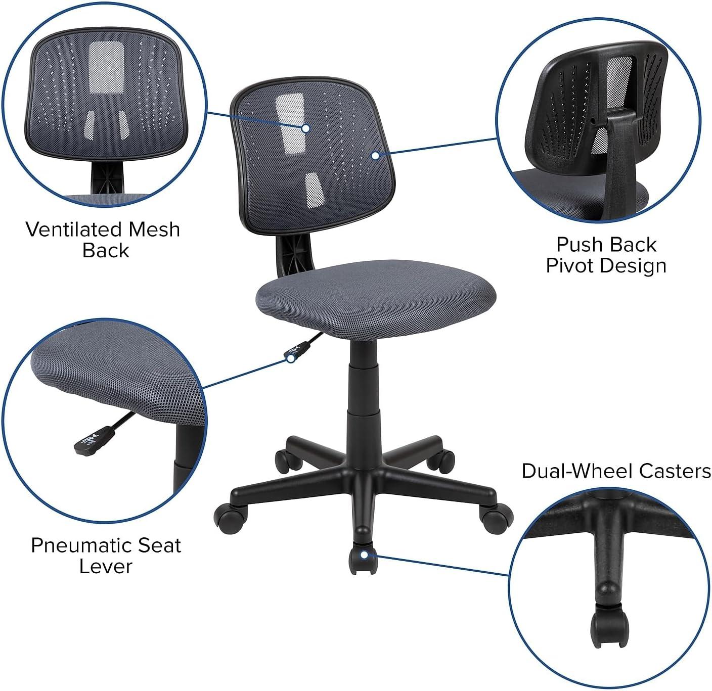 image:imageFlash Furniture Flash Fundamentals MidBack Swivel Task Office Chair with Pivot Back HeightAdjustable Ergonomic Mesh Office Desk Chair BlackGrey