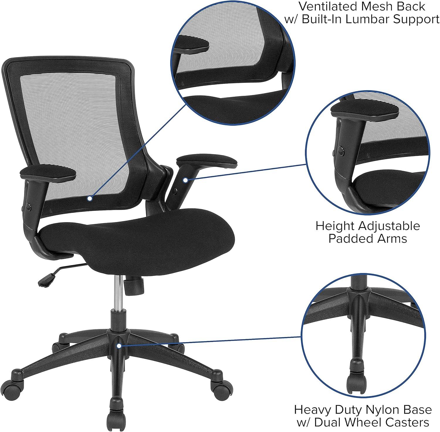 image:imageFlash Furniture Hamilton MidBack Black Mesh Executive Swivel Office Chair with Molded Foam Seat and Adjustable Arms