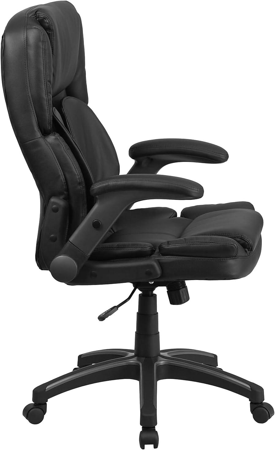 image:imageFlash Furniture Hansel Extreme Comfort High Back Black LeatherSoft Executive Swivel Ergonomic Office Chair with FlipUp Arms