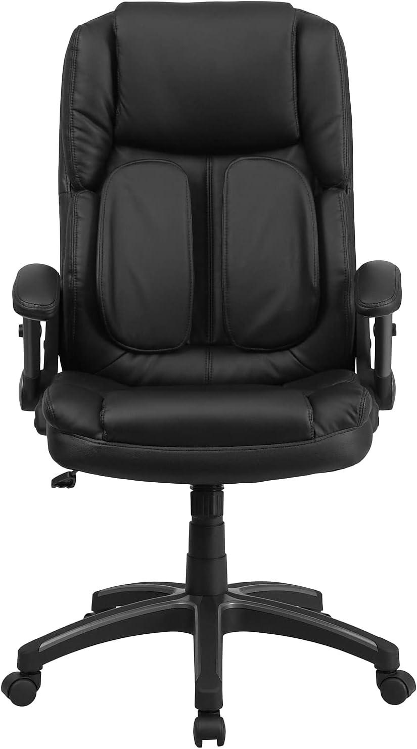 image:imageFlash Furniture Hansel Extreme Comfort High Back Black LeatherSoft Executive Swivel Ergonomic Office Chair with FlipUp Arms