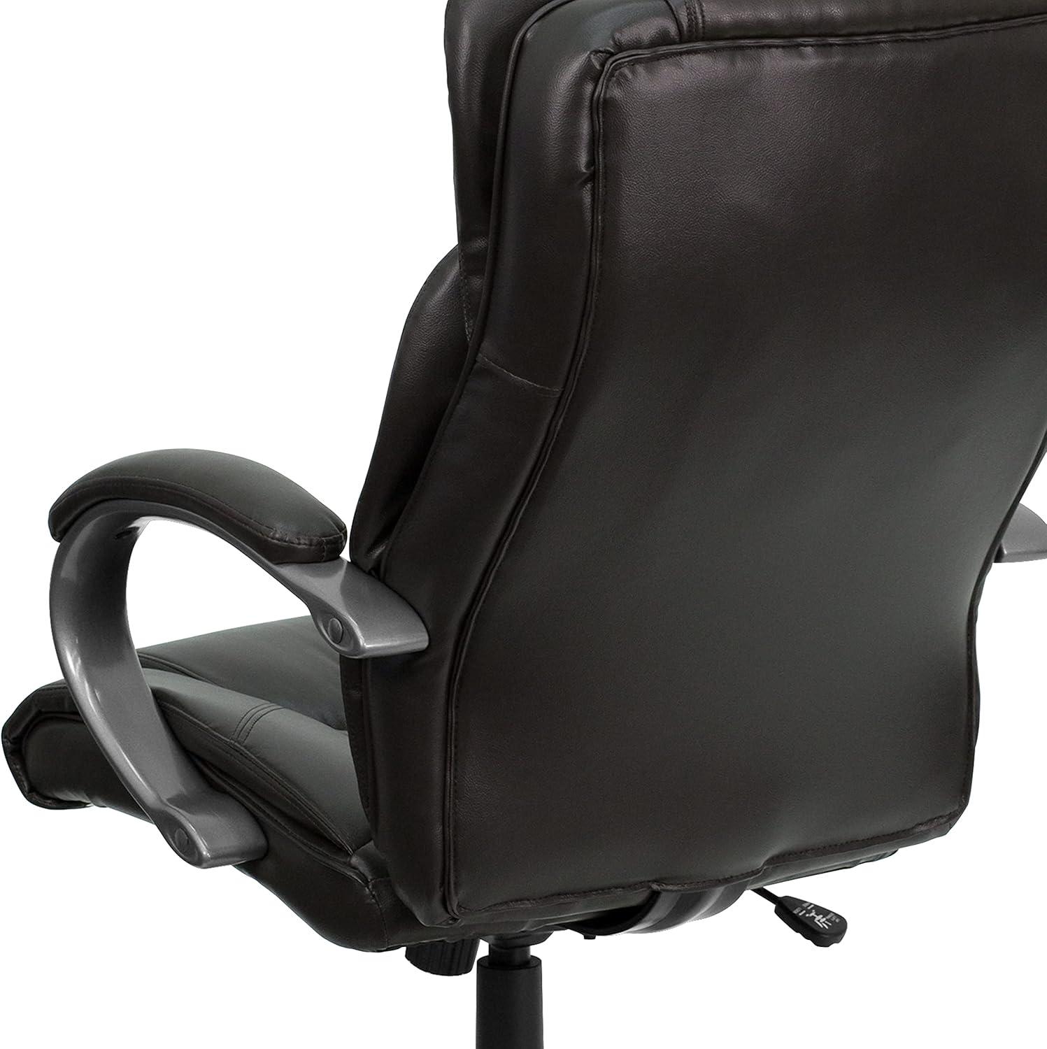image:imageFlash Furniture Hansel High Back Espresso Brown LeatherSoft Executive Swivel Office Chair with Titanium Nylon Base and Loop ArmsEspresso Brown