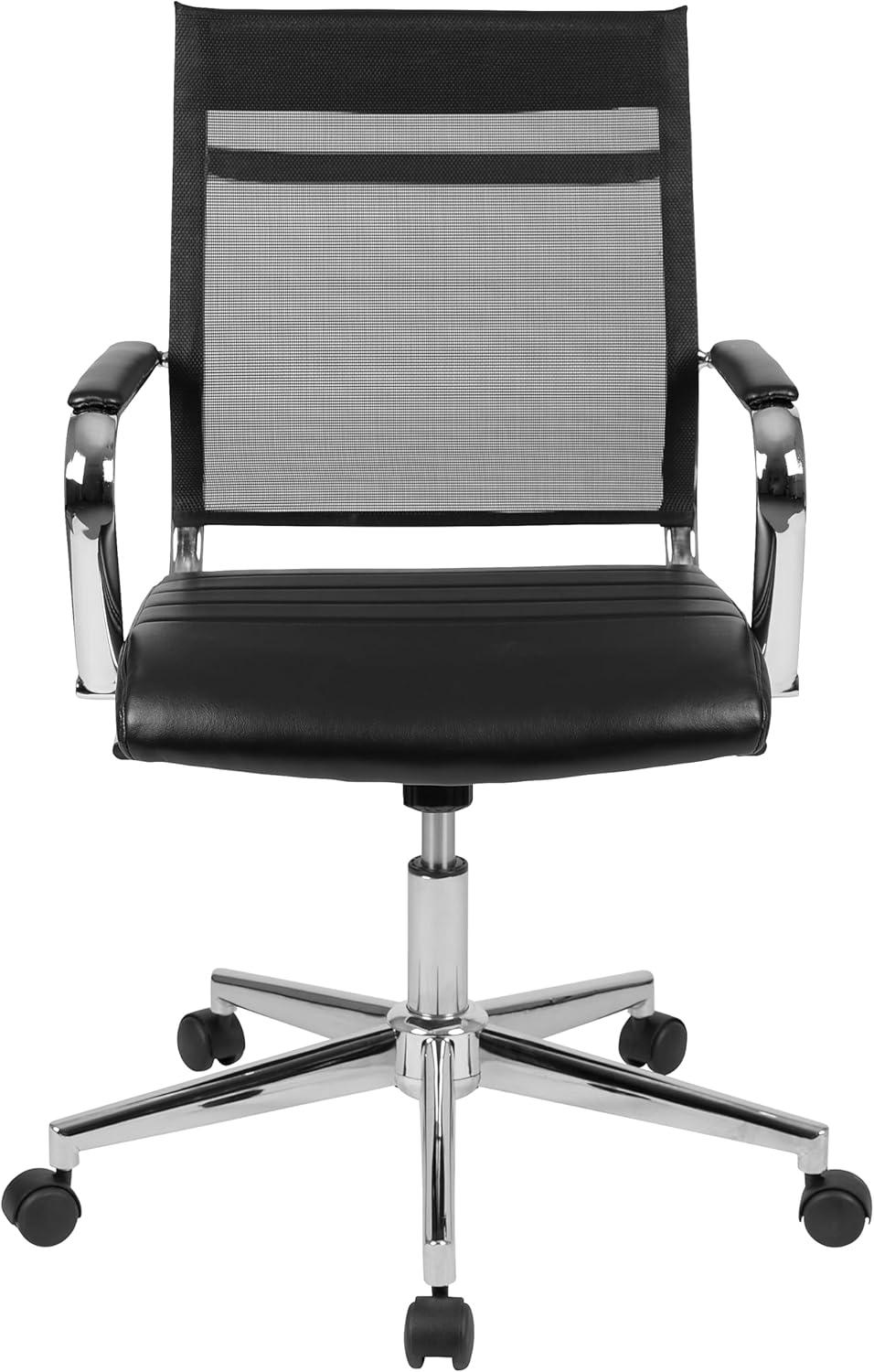 image:imageFlash Furniture Hansel MidBack Black Mesh Contemporary Executive Swivel Office Chair with LeatherSoft Seat