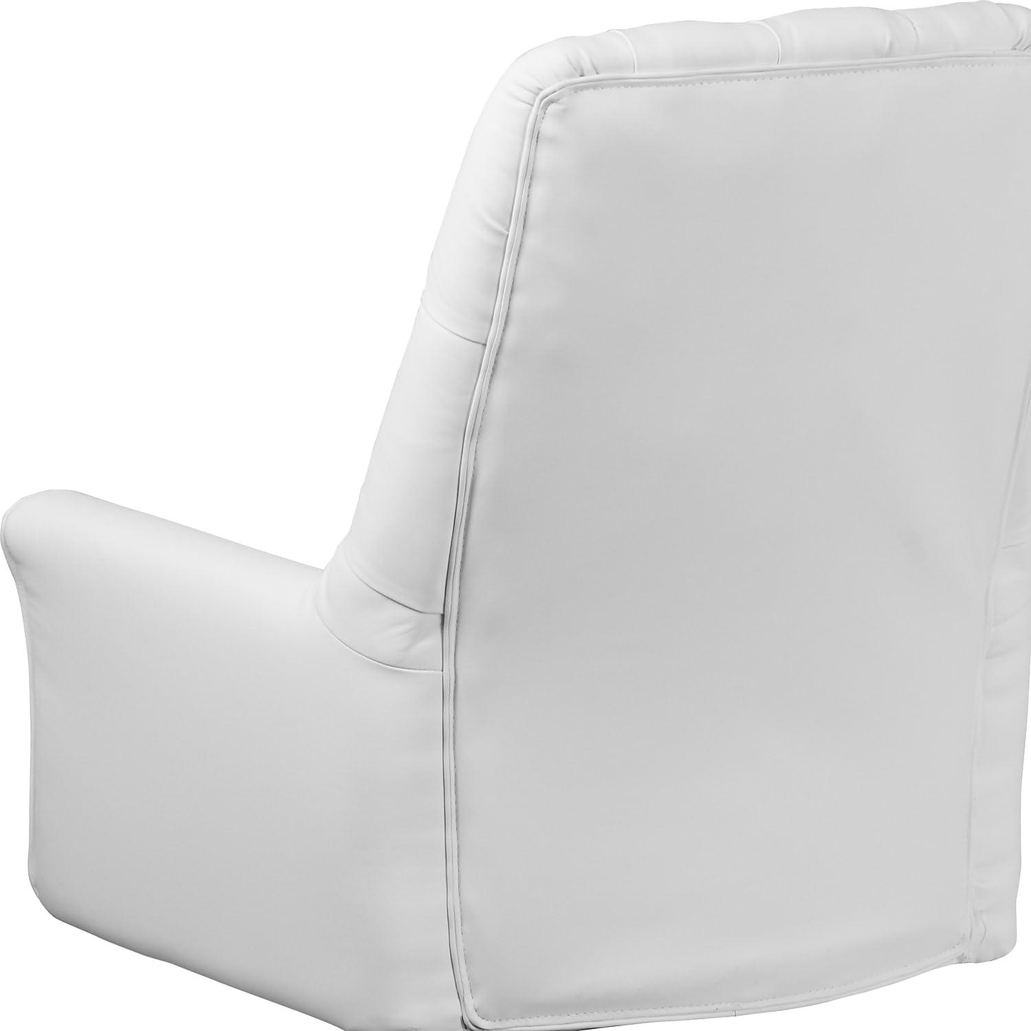 image:imageFlash Furniture Hansel MidBack Traditional Tufted White LeatherSoft Executive Swivel Office Chair with ArmsWhite