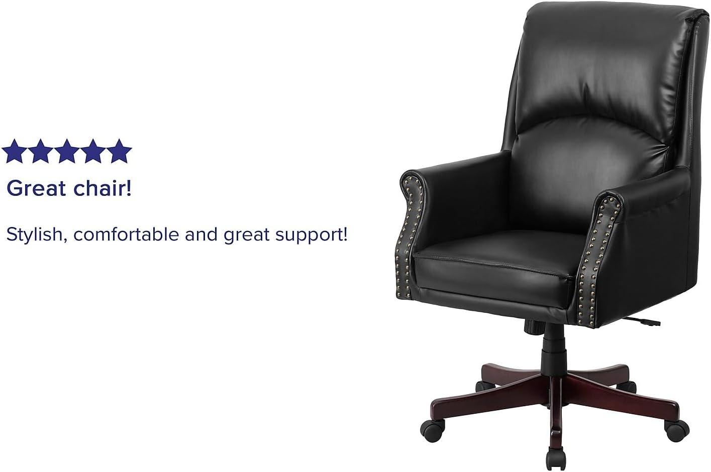 image:imageFlash Furniture High Back Pillow Back Burgundy LeatherSoft Executive Swivel Office Chair with ArmsBlack