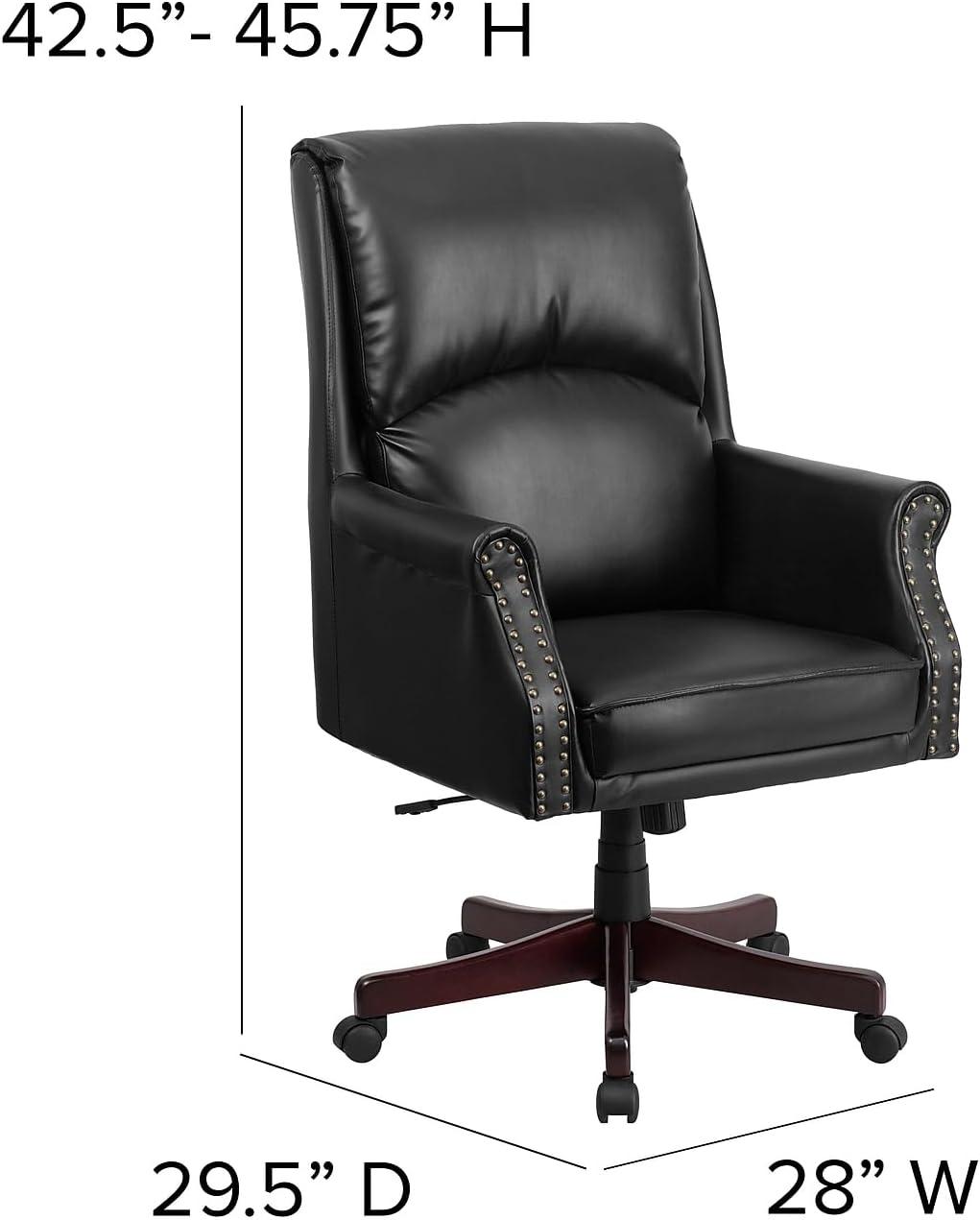 image:imageFlash Furniture High Back Pillow Back Burgundy LeatherSoft Executive Swivel Office Chair with ArmsBlack