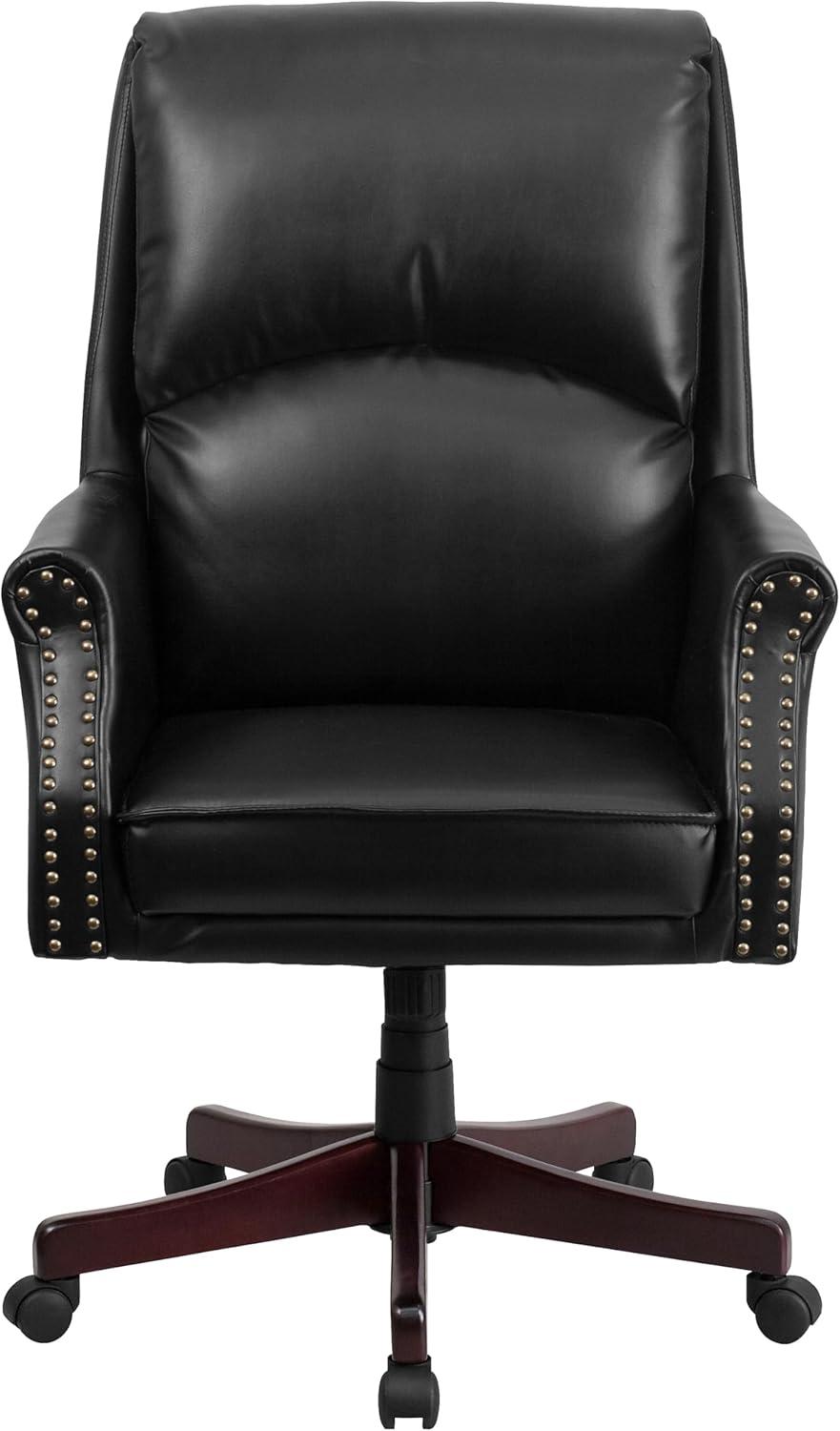 image:imageFlash Furniture High Back Pillow Back Burgundy LeatherSoft Executive Swivel Office Chair with ArmsBlack