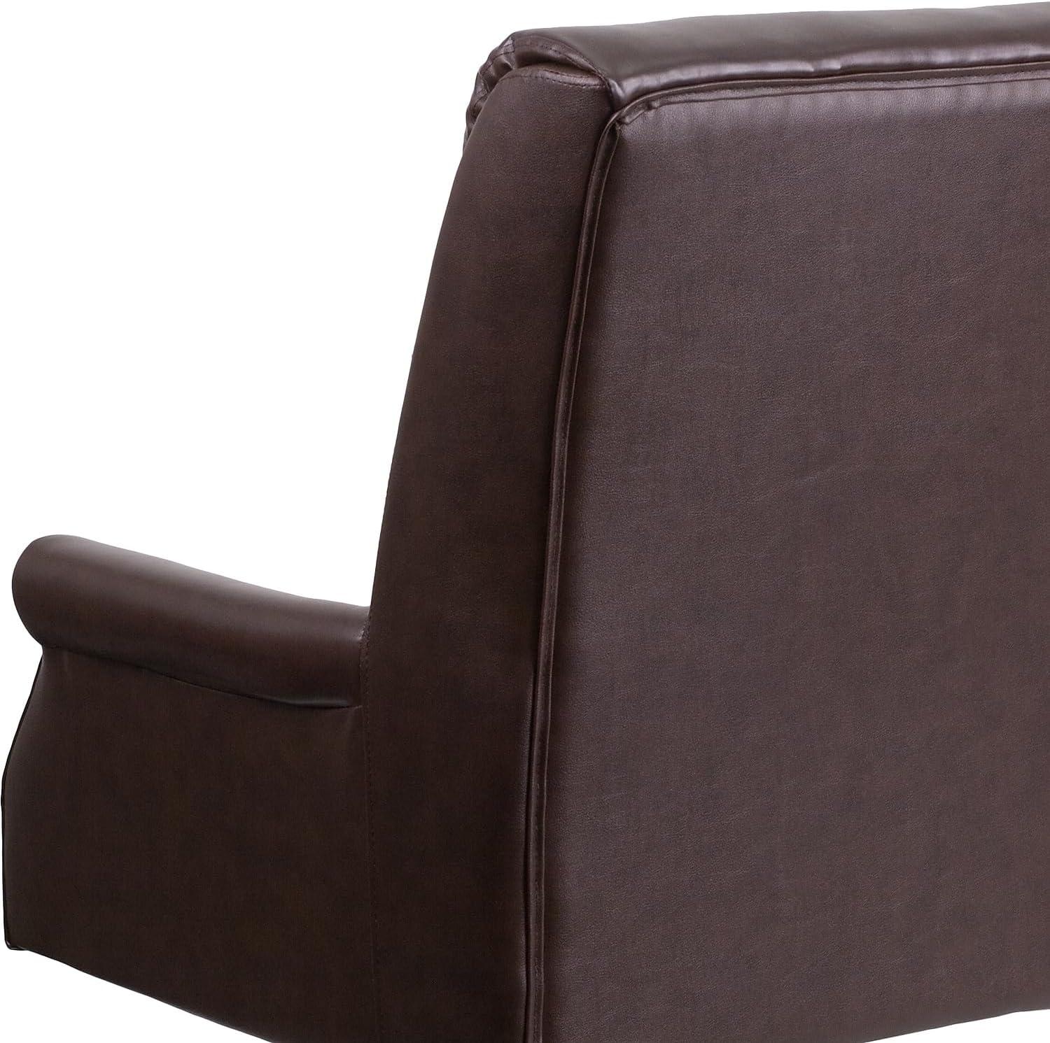 image:imageFlash Furniture High Back Pillow Back Burgundy LeatherSoft Executive Swivel Office Chair with ArmsBrown