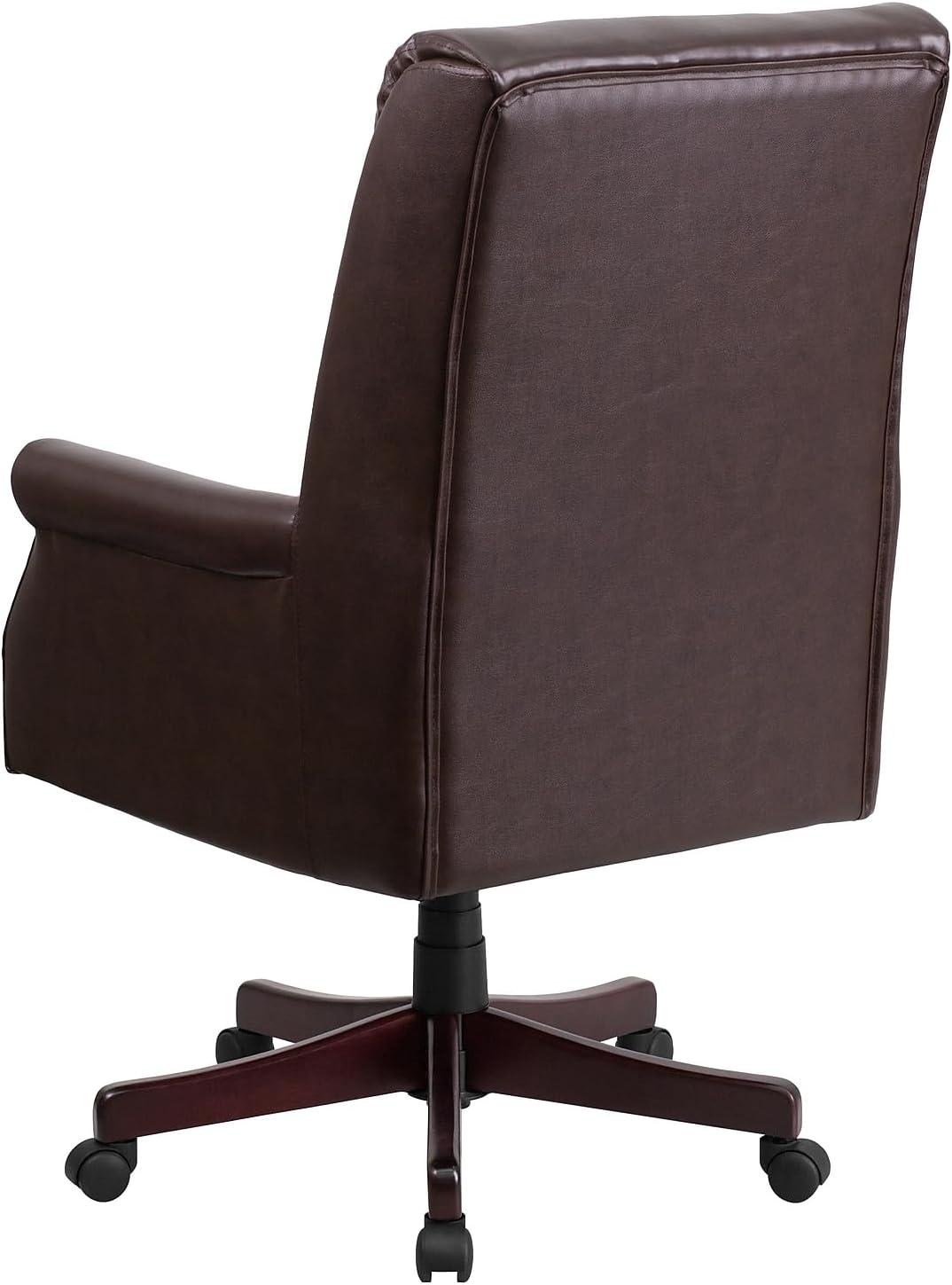 image:imageFlash Furniture High Back Pillow Back Burgundy LeatherSoft Executive Swivel Office Chair with ArmsBrown