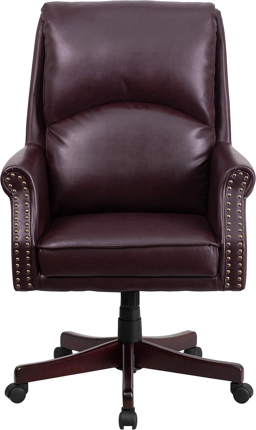 image:imageFlash Furniture High Back Pillow Back Burgundy LeatherSoft Executive Swivel Office Chair with ArmsBurgundy