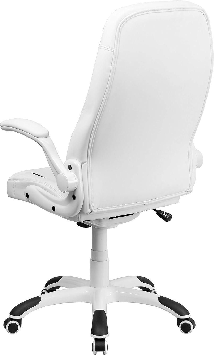 image:imageFlash Furniture High Back White LeatherSoft Executive Swivel Ergonomic Office Chair with FlipUp Arms