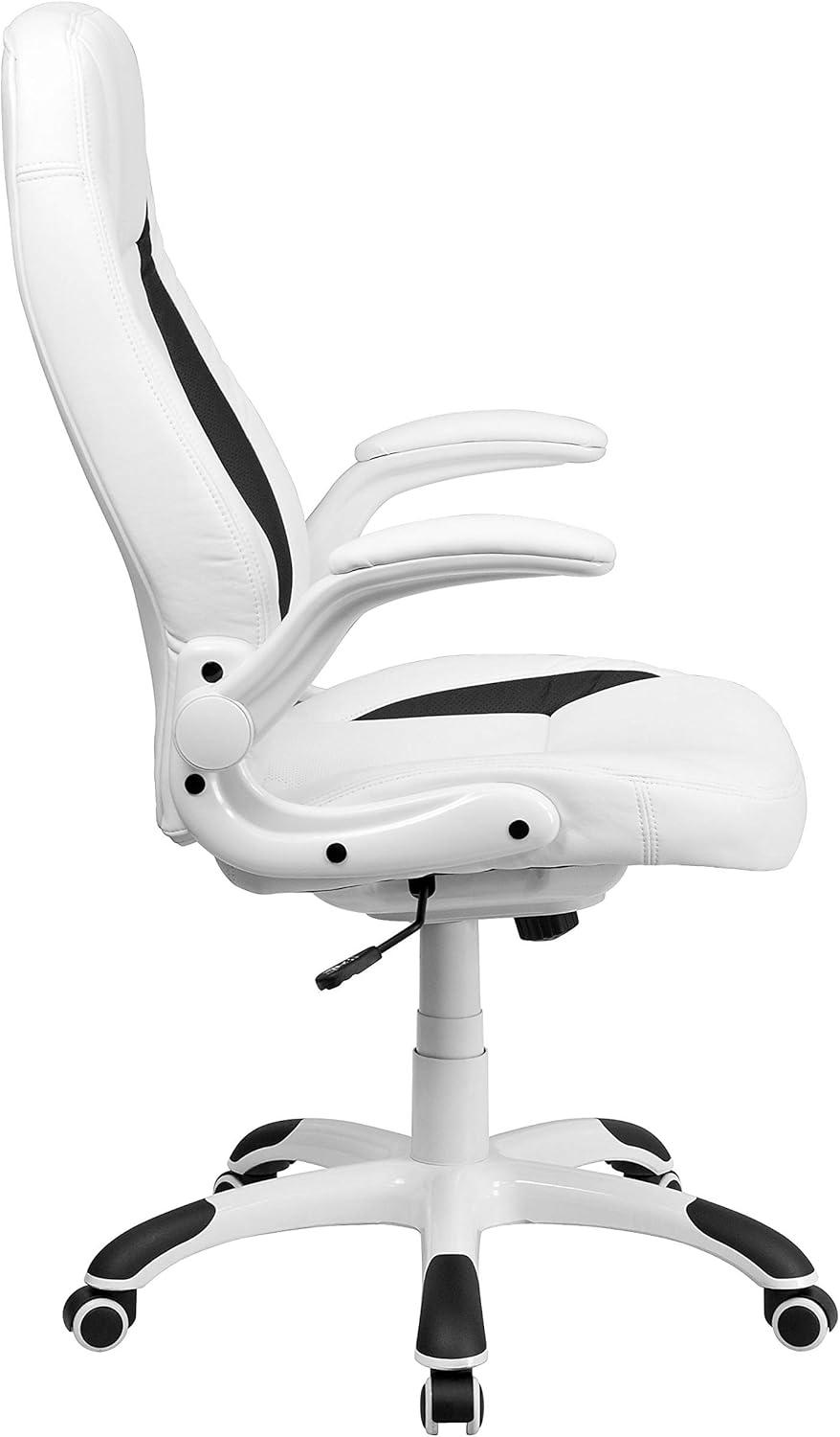 image:imageFlash Furniture High Back White LeatherSoft Executive Swivel Ergonomic Office Chair with FlipUp Arms