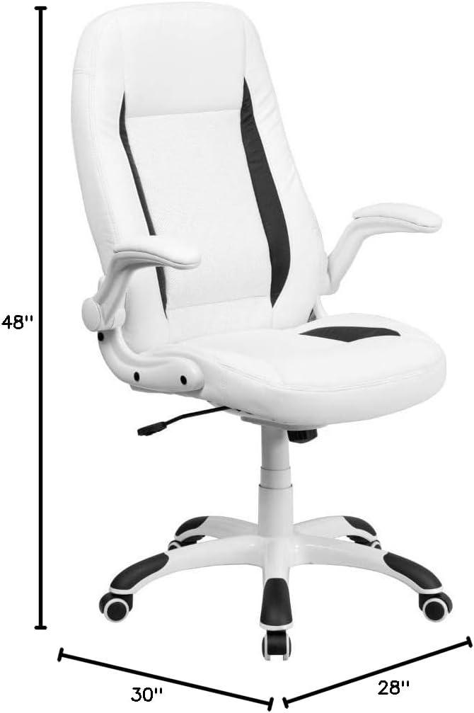 image:imageFlash Furniture High Back White LeatherSoft Executive Swivel Ergonomic Office Chair with FlipUp Arms