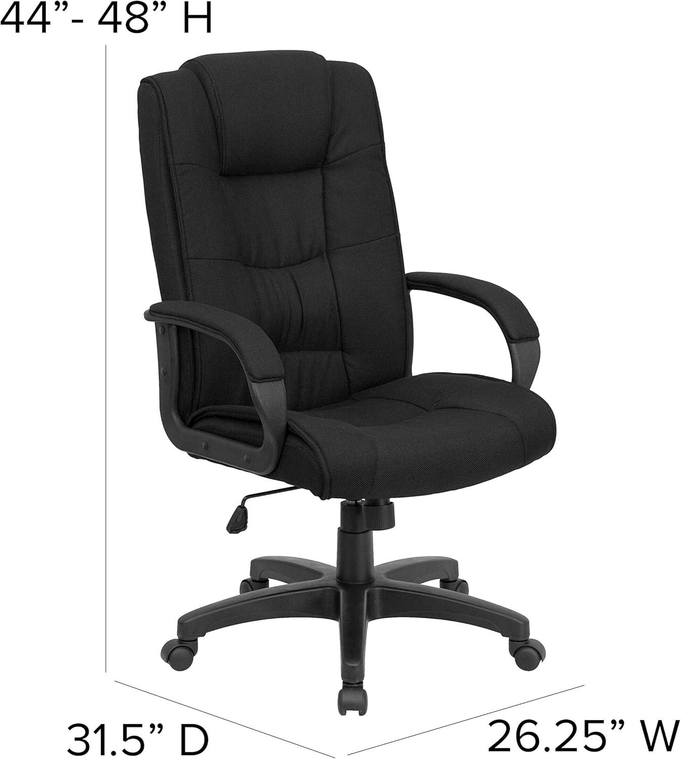 image:imageFlash Furniture Jessica High Back Black LeatherSoft Executive Swivel Office Chair with ArmsBlack Fabric