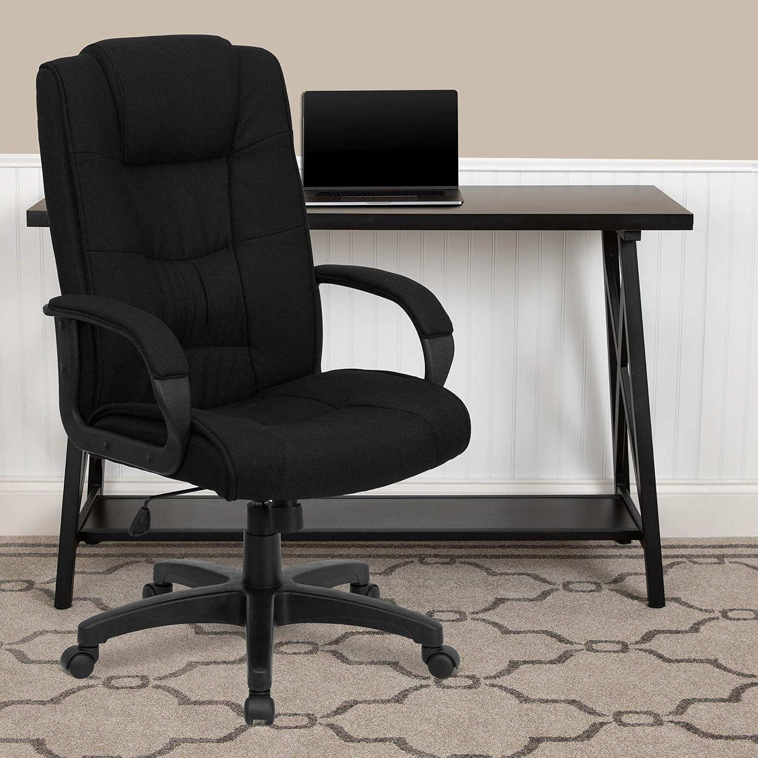 image:imageFlash Furniture Jessica High Back Black LeatherSoft Executive Swivel Office Chair with ArmsBlack Fabric