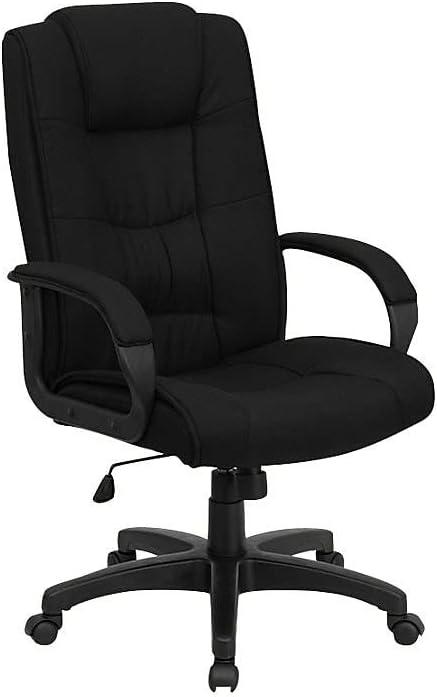 image:imageFlash Furniture Jessica High Back Black LeatherSoft Executive Swivel Office Chair with ArmsBlack Fabric