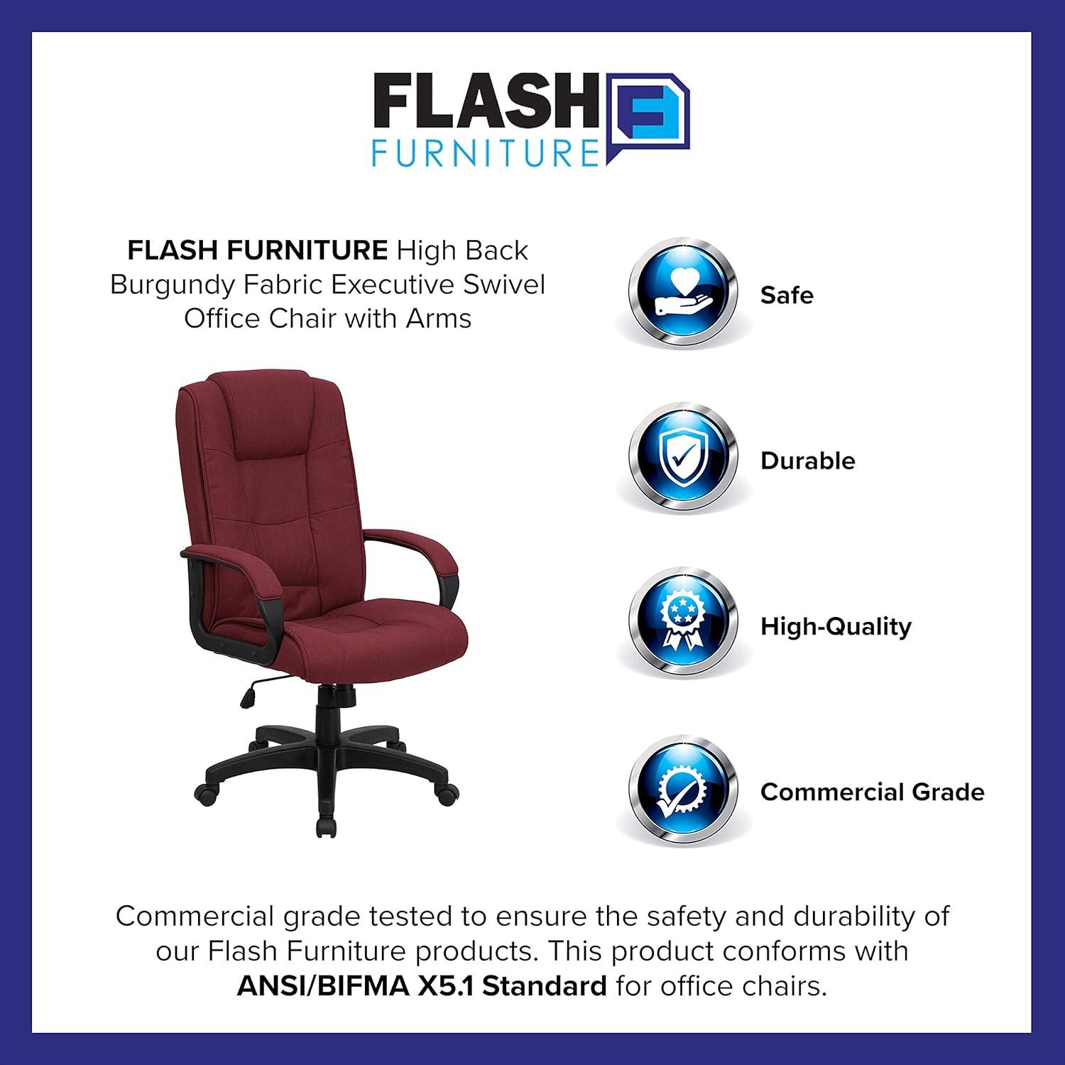 image:imageFlash Furniture Jessica High Back Black LeatherSoft Executive Swivel Office Chair with ArmsBurgundy Fabric