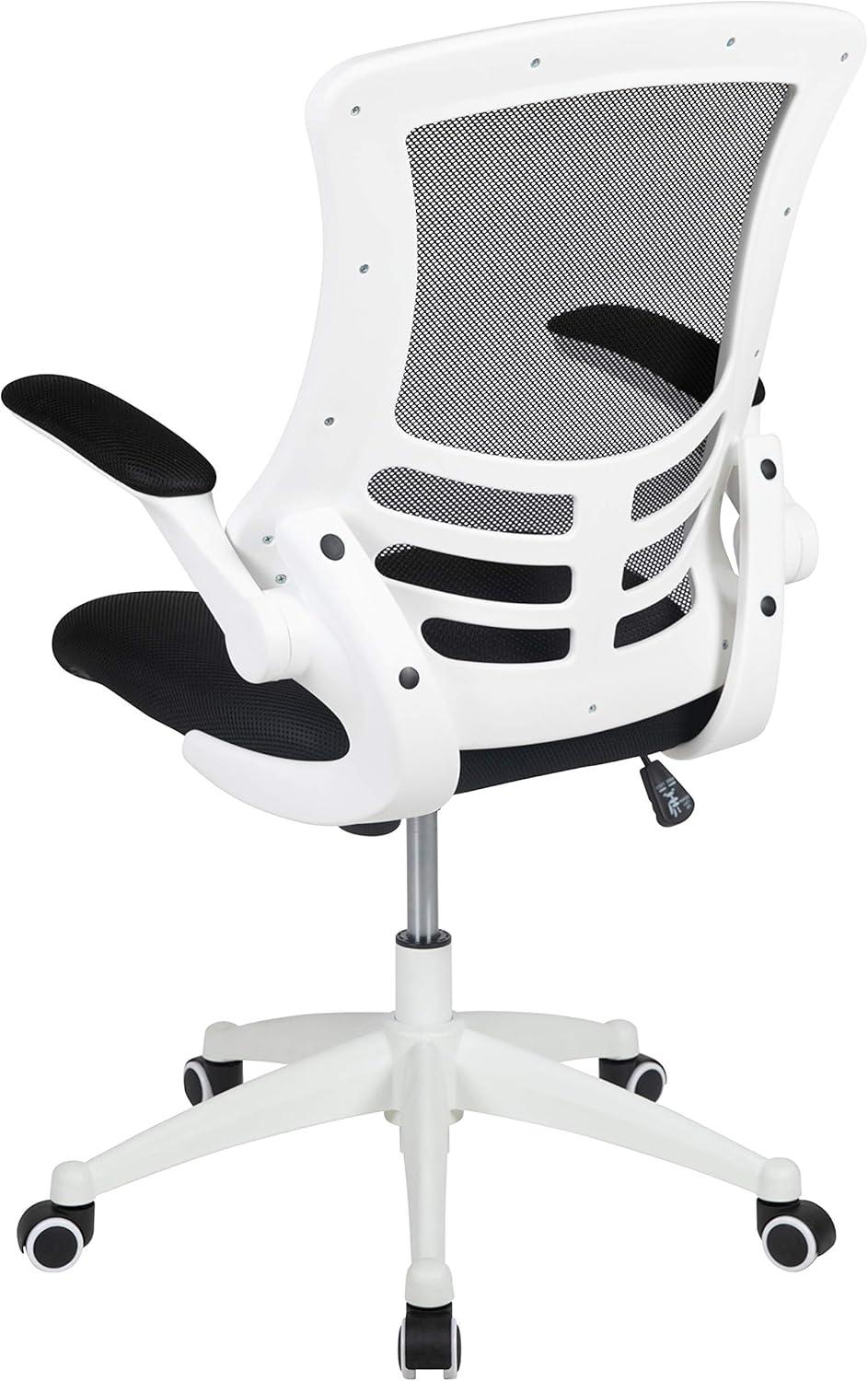 image:imageFlash Furniture Kelista MidBack Swivel Office Chair with Adjustable Seat Height Ergonomic Mesh Desk Chair with LeatherSoft Seat BlackBlack MeshWhite Frame