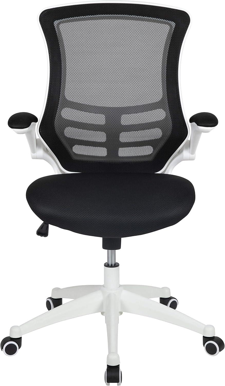 image:imageFlash Furniture Kelista MidBack Swivel Office Chair with Adjustable Seat Height Ergonomic Mesh Desk Chair with LeatherSoft Seat BlackBlack MeshWhite Frame