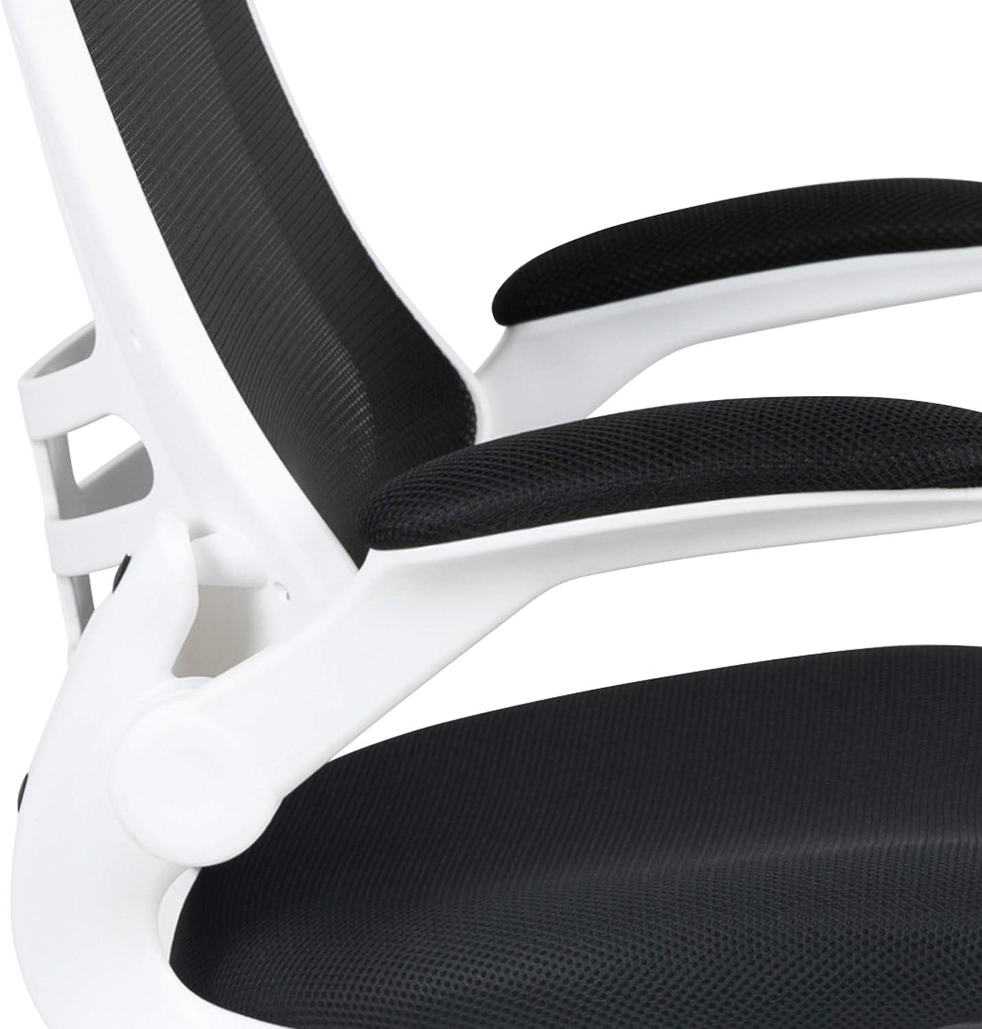 image:imageFlash Furniture Kelista MidBack Swivel Office Chair with Adjustable Seat Height Ergonomic Mesh Desk Chair with LeatherSoft Seat BlackBlack MeshWhite Frame