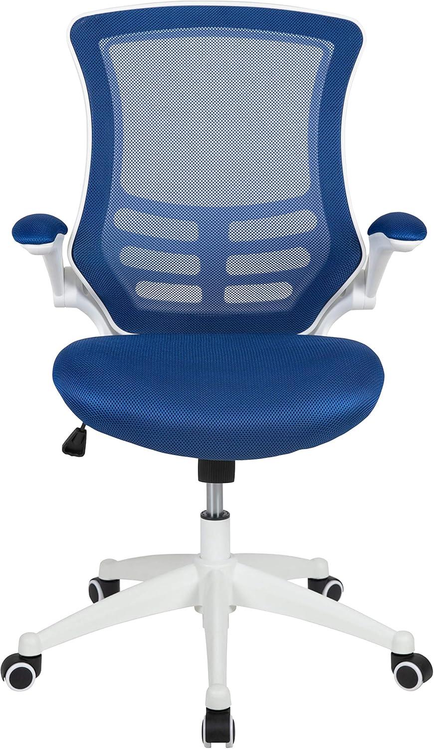 image:imageFlash Furniture Kelista MidBack Swivel Office Chair with Adjustable Seat Height Ergonomic Mesh Desk Chair with LeatherSoft Seat BlackBlue MeshWhite Frame