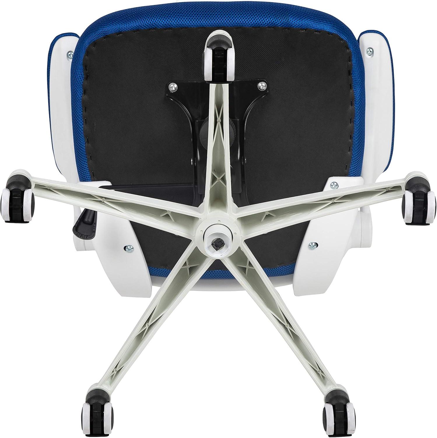 image:imageFlash Furniture Kelista MidBack Swivel Office Chair with Adjustable Seat Height Ergonomic Mesh Desk Chair with LeatherSoft Seat BlackBlue MeshWhite Frame