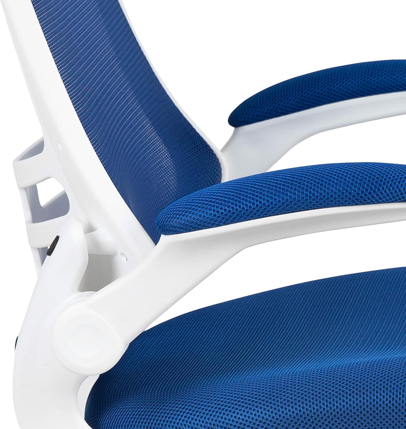 image:imageFlash Furniture Kelista MidBack Swivel Office Chair with Adjustable Seat Height Ergonomic Mesh Desk Chair with LeatherSoft Seat BlackBlue MeshWhite Frame