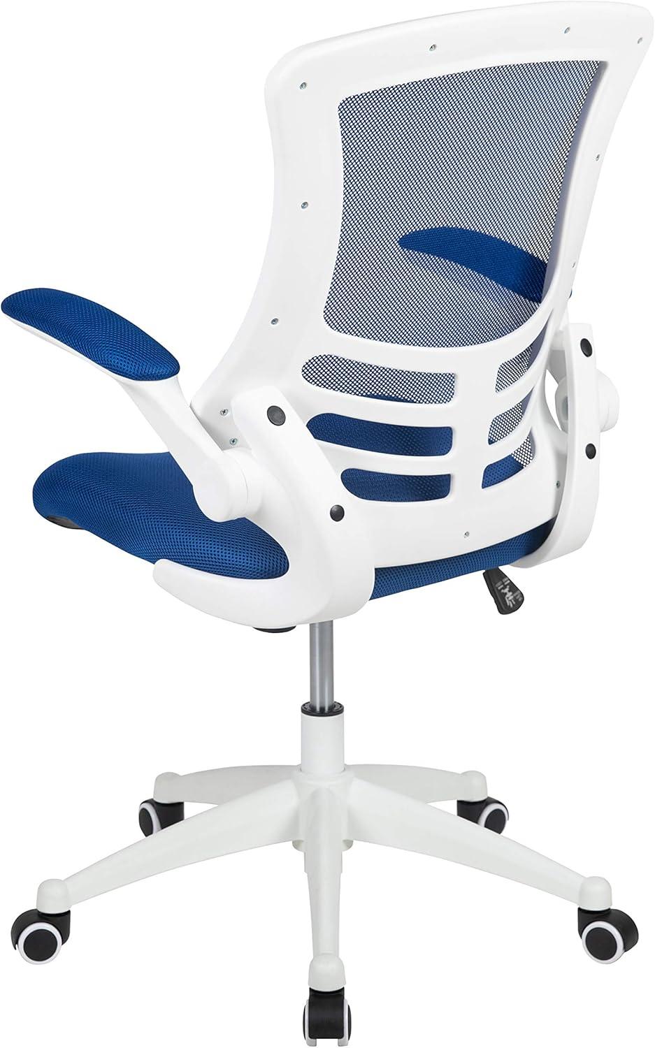 image:imageFlash Furniture Kelista MidBack Swivel Office Chair with Adjustable Seat Height Ergonomic Mesh Desk Chair with LeatherSoft Seat BlackBlue MeshWhite Frame