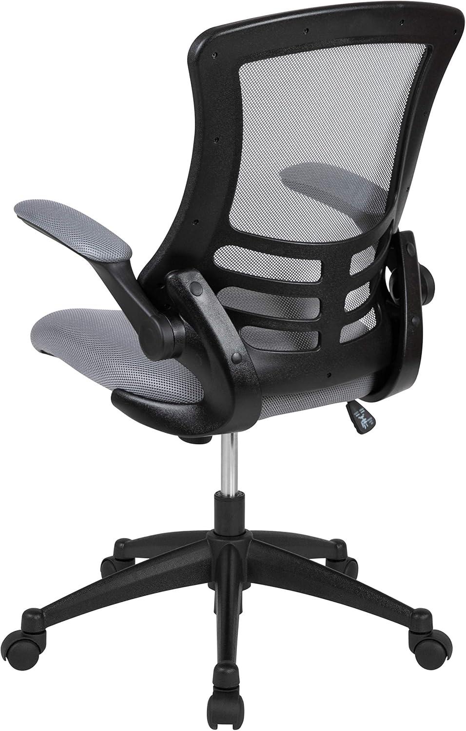 image:imageFlash Furniture Kelista MidBack Swivel Office Chair with Adjustable Seat Height Ergonomic Mesh Desk Chair with LeatherSoft Seat BlackDark Gray Mesh