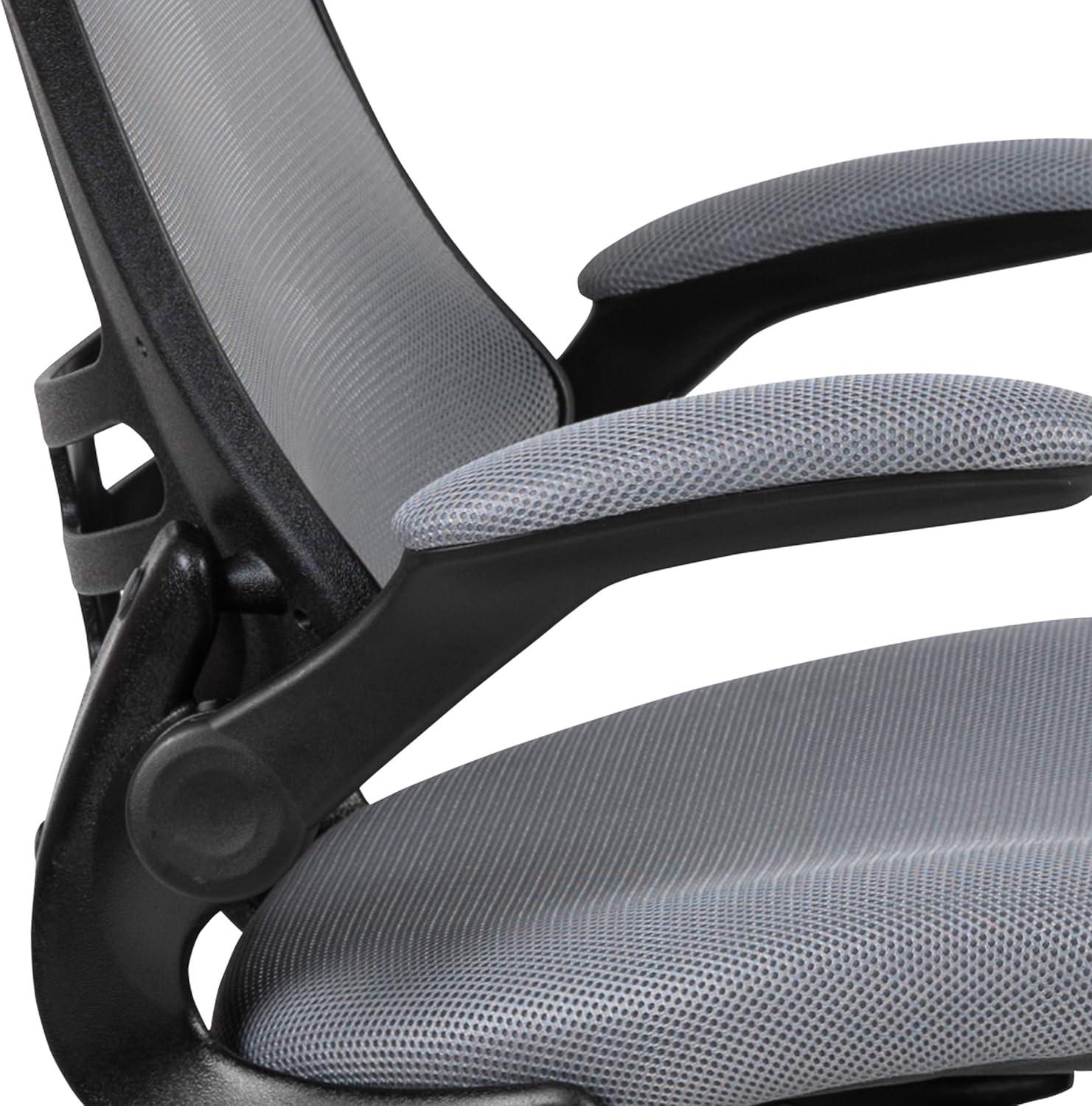 image:imageFlash Furniture Kelista MidBack Swivel Office Chair with Adjustable Seat Height Ergonomic Mesh Desk Chair with LeatherSoft Seat BlackDark Gray Mesh