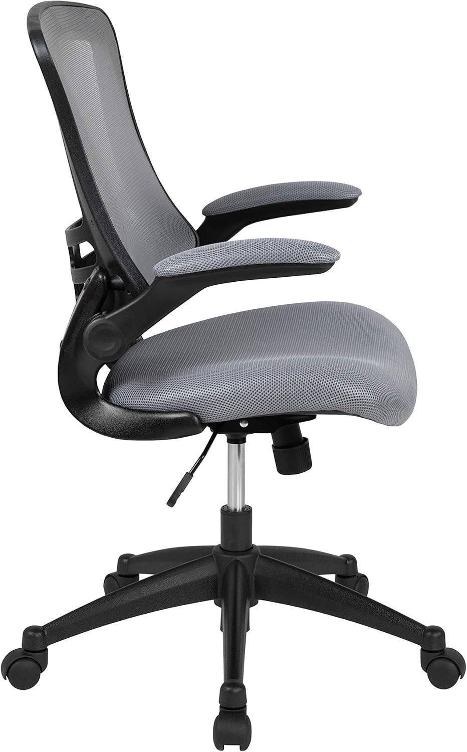 image:imageFlash Furniture Kelista MidBack Swivel Office Chair with Adjustable Seat Height Ergonomic Mesh Desk Chair with LeatherSoft Seat BlackDark Gray Mesh