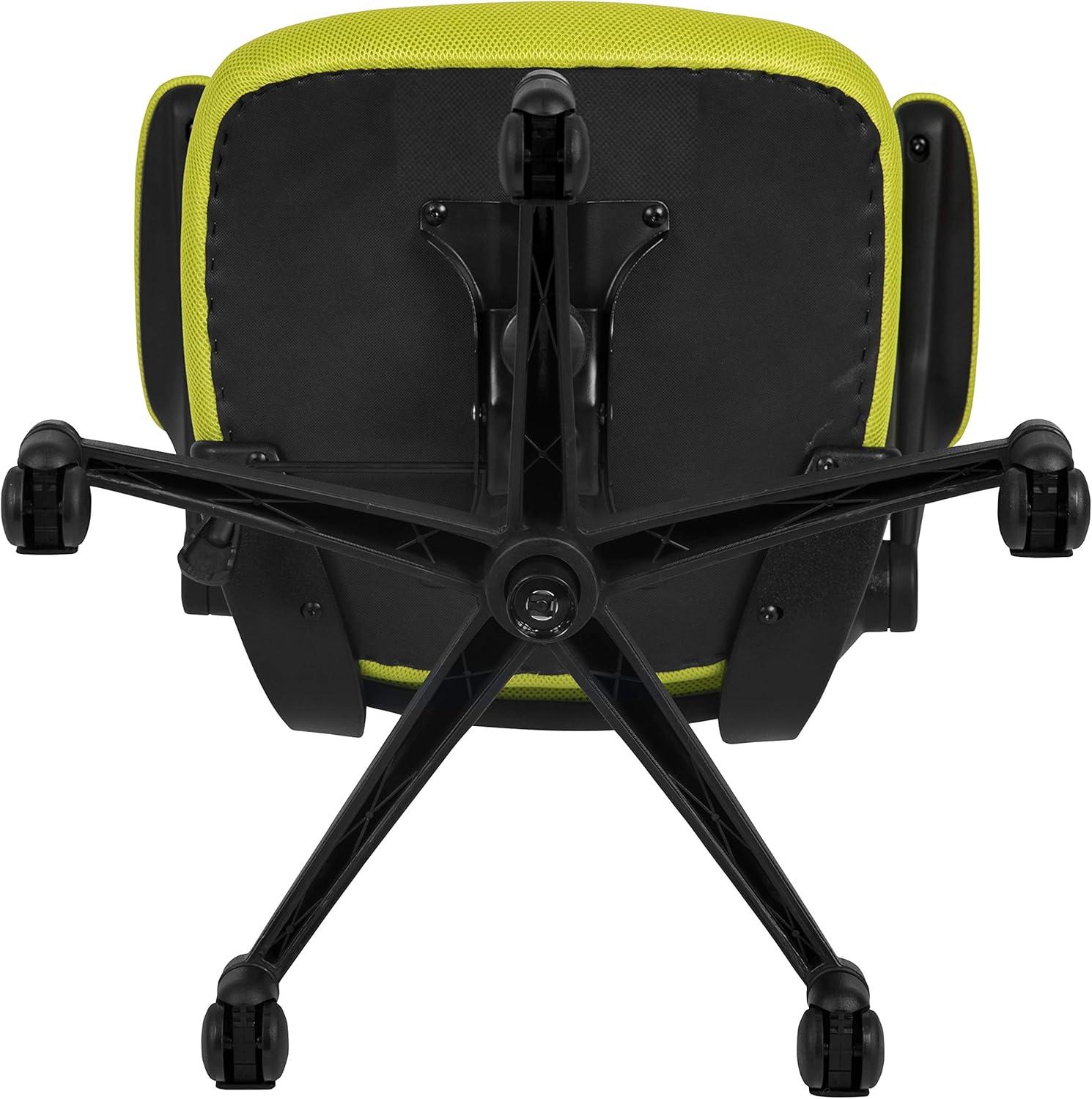 image:imageFlash Furniture Kelista MidBack Swivel Office Chair with Adjustable Seat Height Ergonomic Mesh Desk Chair with LeatherSoft Seat BlackGreen Mesh