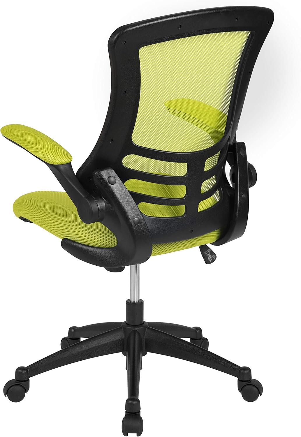 image:imageFlash Furniture Kelista MidBack Swivel Office Chair with Adjustable Seat Height Ergonomic Mesh Desk Chair with LeatherSoft Seat BlackGreen Mesh