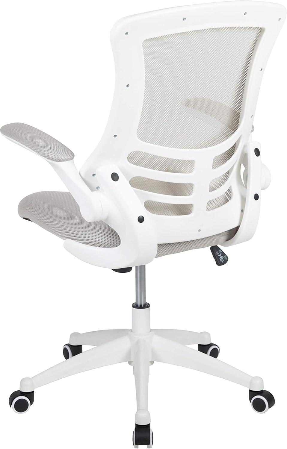 image:imageFlash Furniture Kelista MidBack Swivel Office Chair with Adjustable Seat Height Ergonomic Mesh Desk Chair with LeatherSoft Seat BlackLight Gray MeshWhite Frame