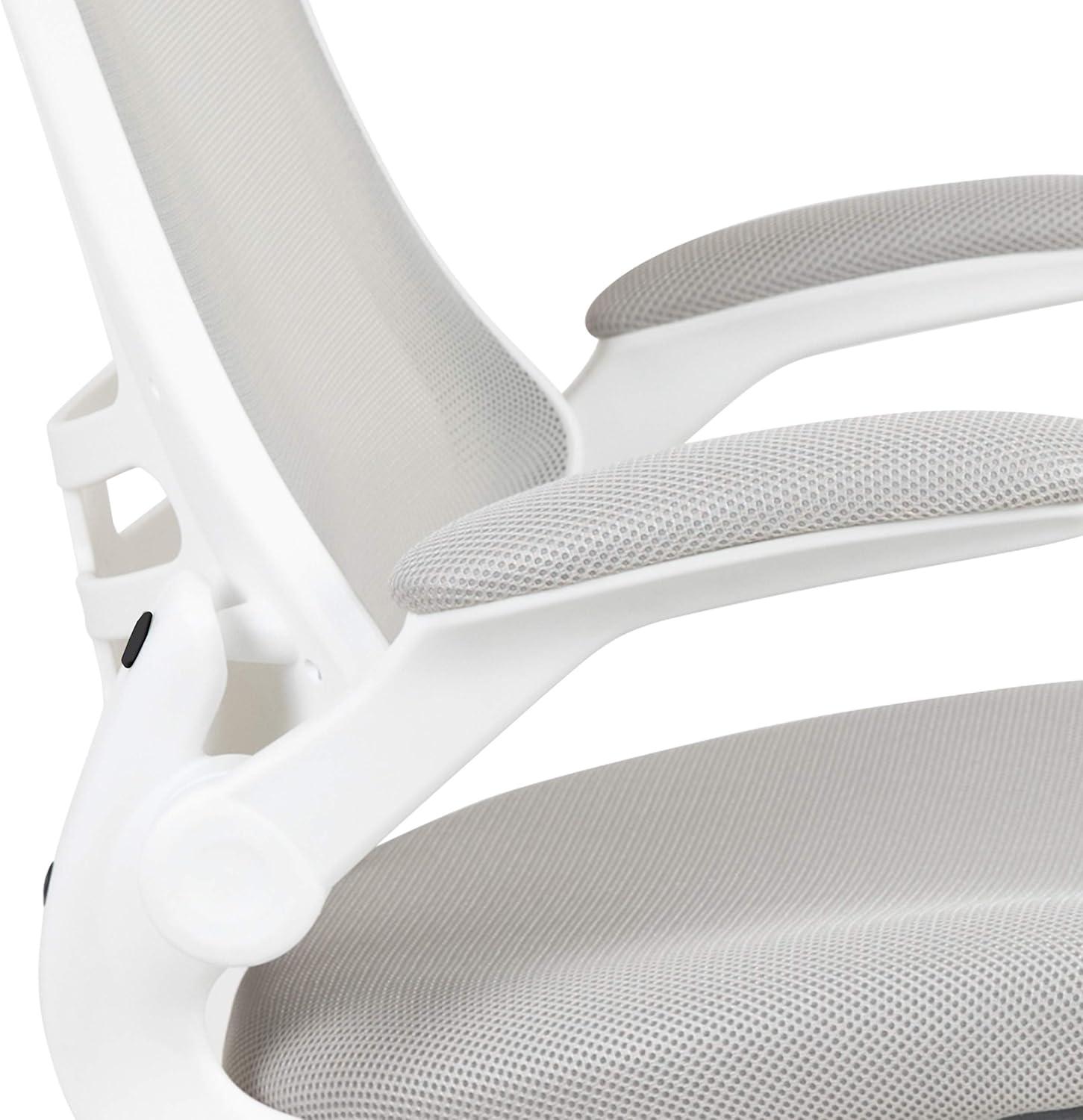 image:imageFlash Furniture Kelista MidBack Swivel Office Chair with Adjustable Seat Height Ergonomic Mesh Desk Chair with LeatherSoft Seat BlackLight Gray MeshWhite Frame