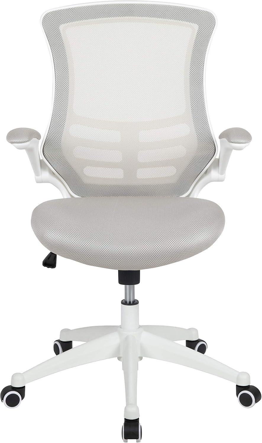 image:imageFlash Furniture Kelista MidBack Swivel Office Chair with Adjustable Seat Height Ergonomic Mesh Desk Chair with LeatherSoft Seat BlackLight Gray MeshWhite Frame