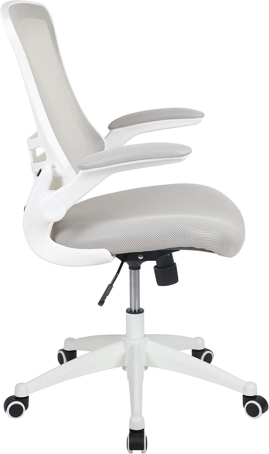 image:imageFlash Furniture Kelista MidBack Swivel Office Chair with Adjustable Seat Height Ergonomic Mesh Desk Chair with LeatherSoft Seat BlackLight Gray MeshWhite Frame