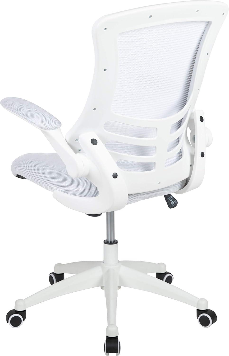 image:imageFlash Furniture Kelista MidBack Swivel Office Chair with Adjustable Seat Height Ergonomic Mesh Desk Chair with LeatherSoft Seat BlackWhite MeshWhite Frame