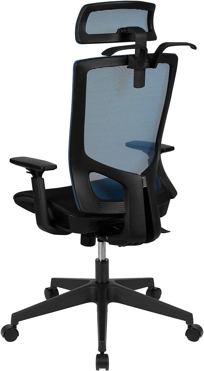 image:imageFlash Furniture Layla Ergonomic Mesh Office Chair with SynchroTilt Pivot Adjustable Headrest Lumbar Support Coat Hanger and Adjustable Arms in BlueBlack