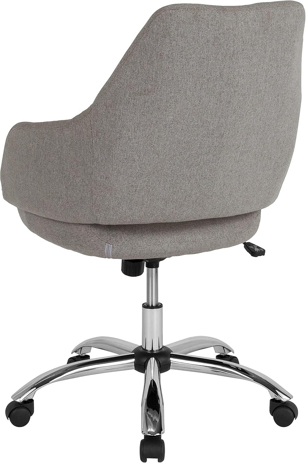 image:imageFlash Furniture Madrid Home and Office Upholstered MidBack Chair in White LeatherSoftLight Gray Fabric