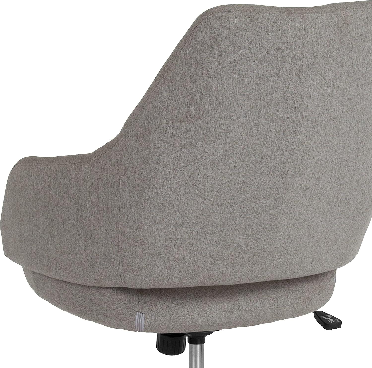 image:imageFlash Furniture Madrid Home and Office Upholstered MidBack Chair in White LeatherSoftLight Gray Fabric
